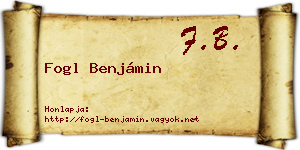 Fogl Benjámin névjegykártya